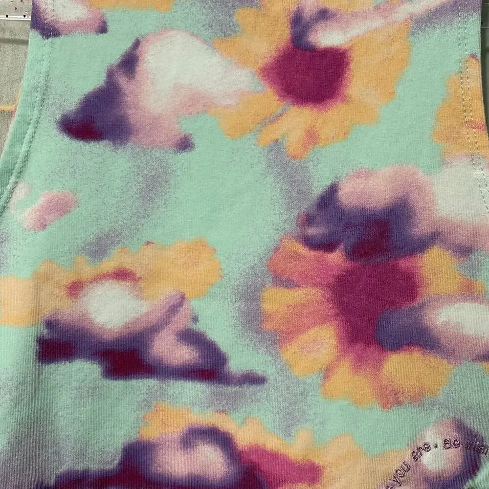 Nike‎ Large Tank Top Floral Fitted Cropped Purple Trim Y2K Boho Festival Summer
